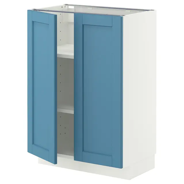 METOD Підлогова шафка/полиці/2 дверцят - білий/Lerhyttan синій 60x37 см