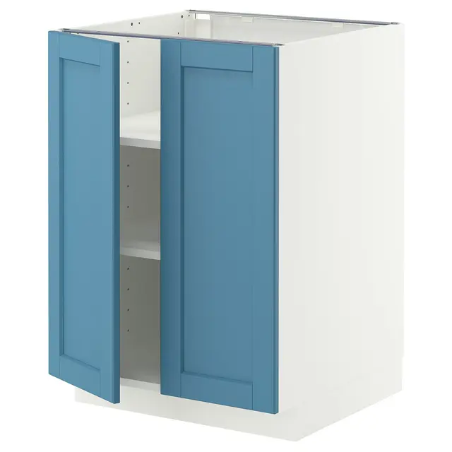 METOD Підлогова шафка/полиці/2 дверцят - білий/Lerhyttan синій 60x60 см
