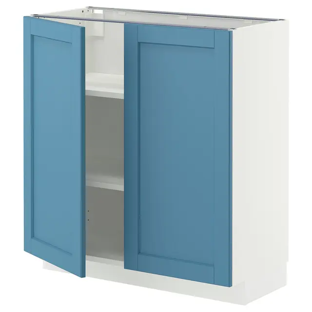 METOD Підлогова шафка/полиці/2 дверцят - білий/Lerhyttan синій 80x37 см