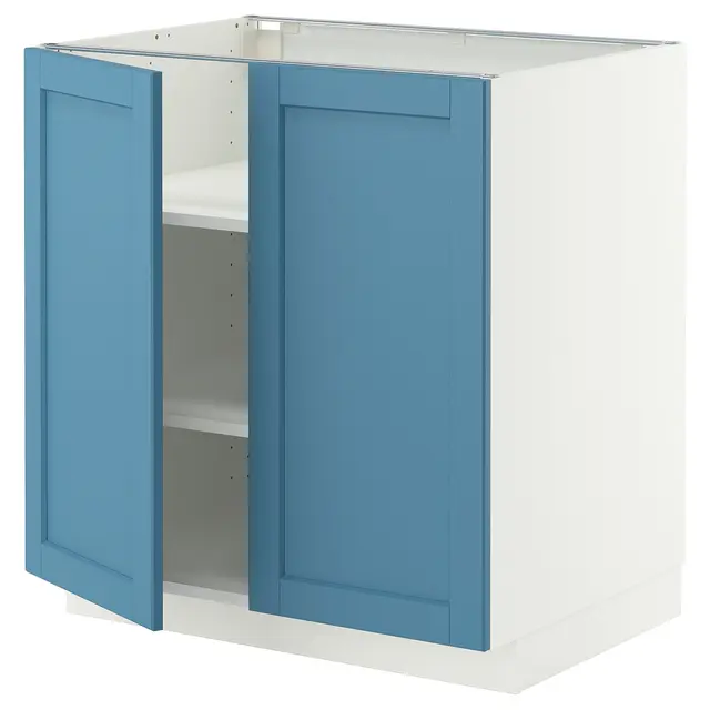 METOD Підлогова шафка/полиці/2 дверцят - білий/Lerhyttan синій 80x60 см