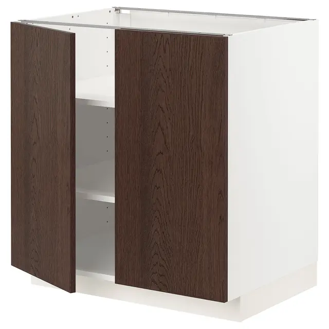 METOD Підлогова шафка/полиці/2 дверцят - білий/Sinarp коричневий 80x60 см