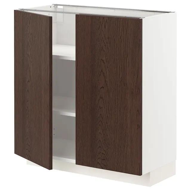 METOD Підлогова шафка/полиці/2 дверцят - білий/Sinarp коричневий 80x37 см