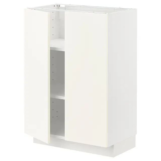 METOD Підлогова шафка/полиці/2 дверцят - білий/Vallstena білий 60x37 см