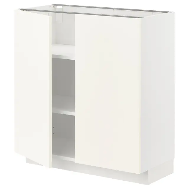 METOD Підлогова шафка/полиці/2 дверцят - білий/Vallstena білий 80x37 см