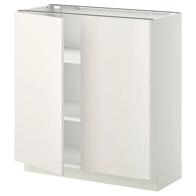 METOD Підлогова шафка/полиці/2 дверцят - білий/Veddinge білий 80x37 см