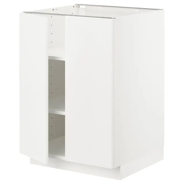 METOD Підлогова шафка/полиці/2 дверцят - білий/Veddinge білий 60x60 см
