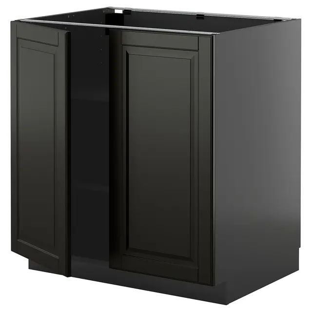 METOD Підлогова шафка/полиці/2 дверцят - чорно-сірий/Bodbyn чорний 80x60 см