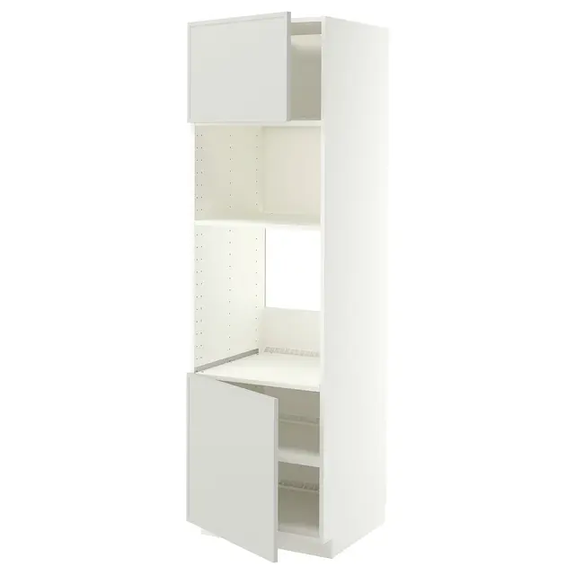 METOD Висока шафа для вбудованої техніки - білий/Aspudden світло-сірий 60x60x200 см