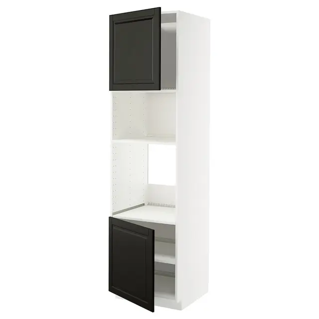 METOD Висока шафа для вбудованої техніки - білий/Bodbyn чорний 60x60x220 см