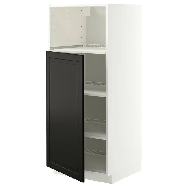 METOD Висока шафа для вбудованої техніки - білий/Bodbyn чорний 60x60x140 см