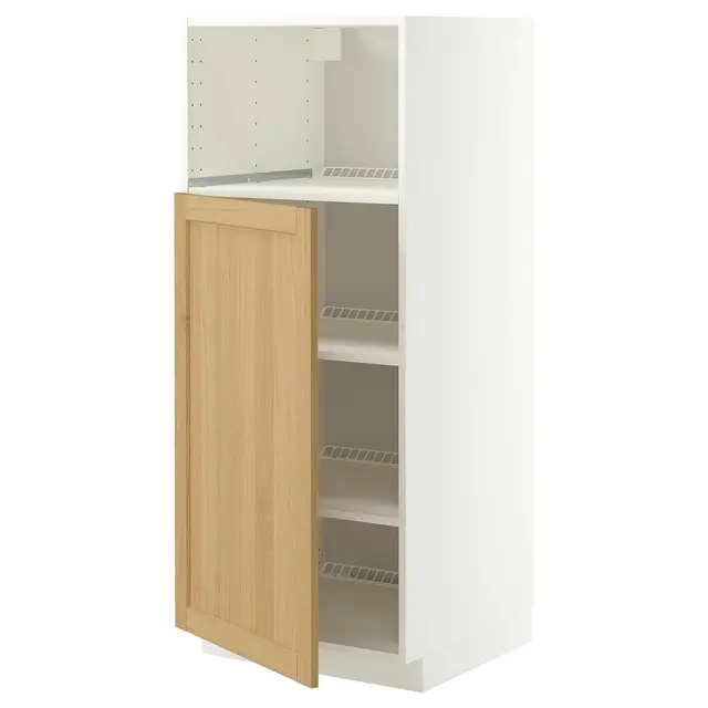 METOD Висока шафа для вбудованої техніки - білий/Forsbacka дуб 60x60x140 см