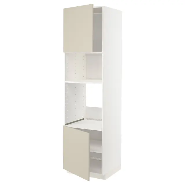METOD Висока шафа для вбудованої техніки - білий/Havstorp бежевий 60x60x220 см