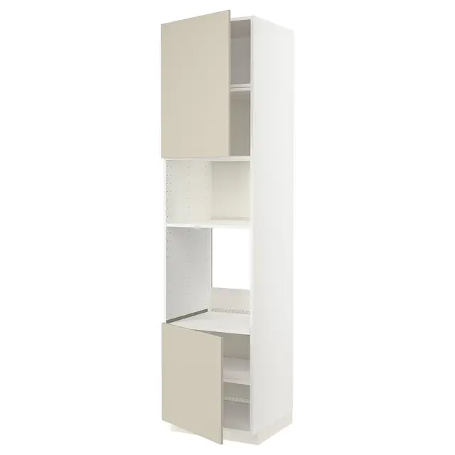 METOD Висока шафа для вбудованої техніки - білий/Havstorp бежевий 60x60x240 см
