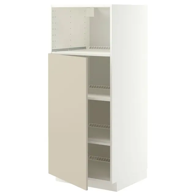 METOD Висока шафа для вбудованої техніки - білий/Havstorp бежевий 60x60x140 см