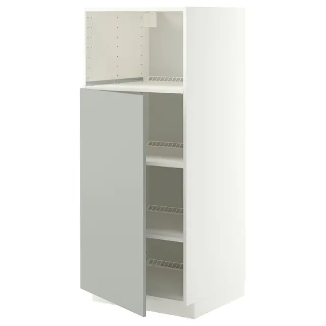 METOD Висока шафа для вбудованої техніки - білий/Havstorp світло-сірий 60x60x140 см