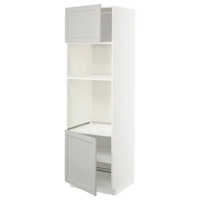 METOD Висока шафа для вбудованої техніки - білий/Lerhyttan світло-сірий 60x60x200 см