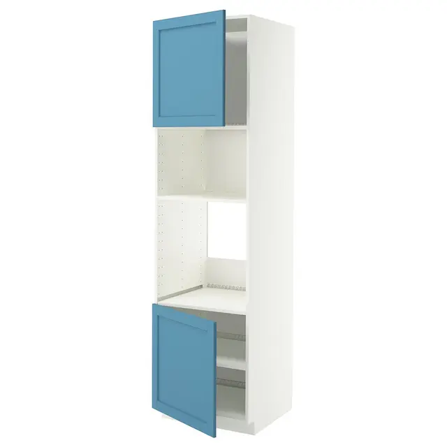 METOD Висока шафа для вбудованої техніки - білий/Lerhyttan синій 60x60x220 см