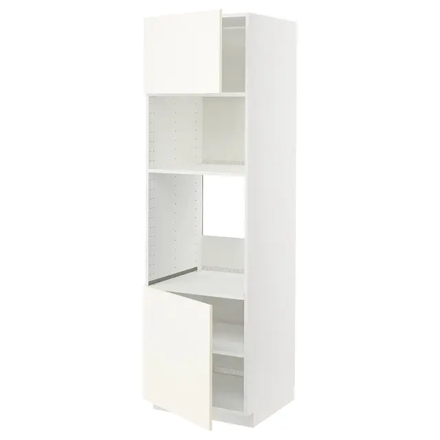 METOD Висока шафа для вбудованої техніки - білий/Vallstena білий 60x60x200 см