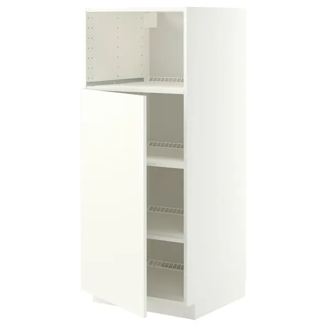 METOD Висока шафа для вбудованої техніки - білий/Vallstena білий 60x60x140 см