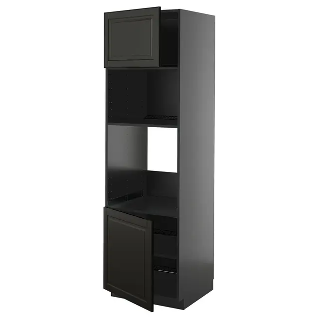 METOD Висока шафа для вбудованої техніки - чорно-сірий/Bodbyn чорний 60x60x200 см