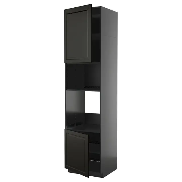 METOD Висока шафа для вбудованої техніки - чорно-сірий/Bodbyn чорний 60x60x240 см
