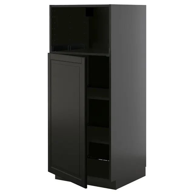METOD Висока шафа для вбудованої техніки - чорно-сірий/Bodbyn чорний 60x60x140 см