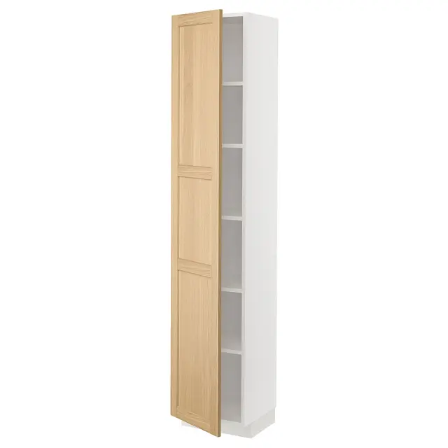 METOD Висока шафка/полиці - білий/Forsbacka дуб 40x37x200 см