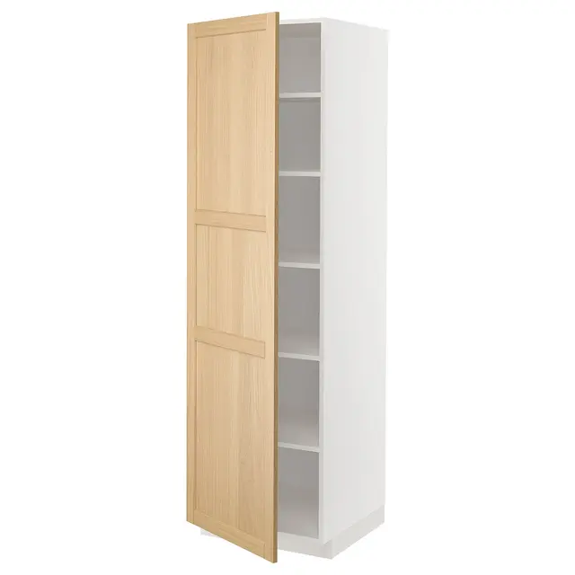 METOD Висока шафка/полиці - білий/Forsbacka дуб 60x60x200 см