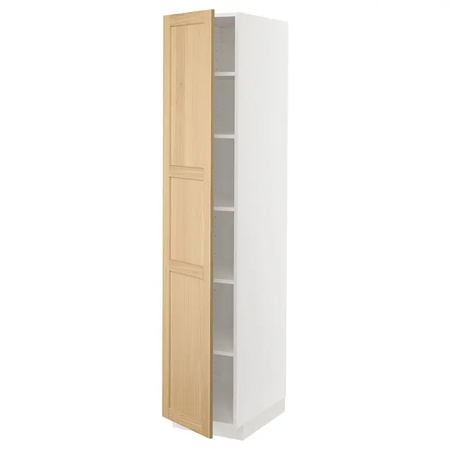 METOD Висока шафка/полиці - білий/Forsbacka дуб 40x60x200 см