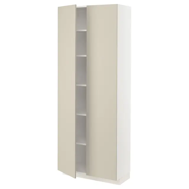 METOD Висока шафка/полиці - білий/Havstorp бежевий 80x37x200 см