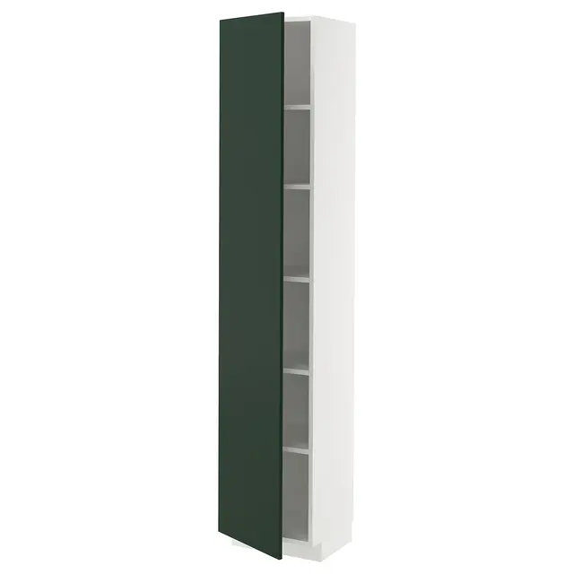 METOD Висока шафка/полиці - білий/Havstorp глибокий зелений 40x37x200 см