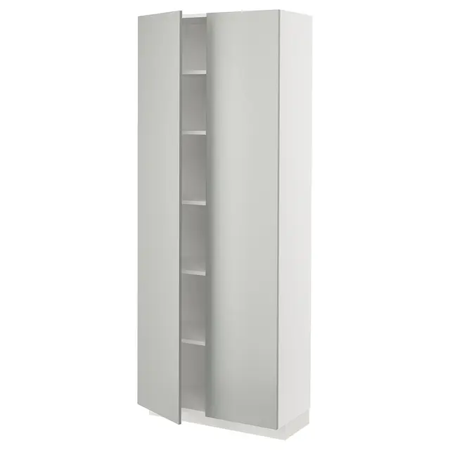 METOD Висока шафка/полиці - білий/Havstorp світло-сірий 80x37x200 см
