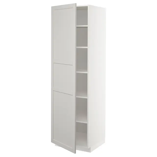 METOD Висока шафка/полиці - білий/Lerhyttan світло-сірий 60x60x200 см