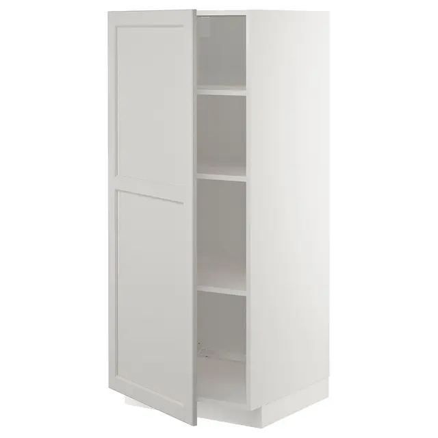 METOD Висока шафка/полиці - білий/Lerhyttan світло-сірий 60x60x140 см