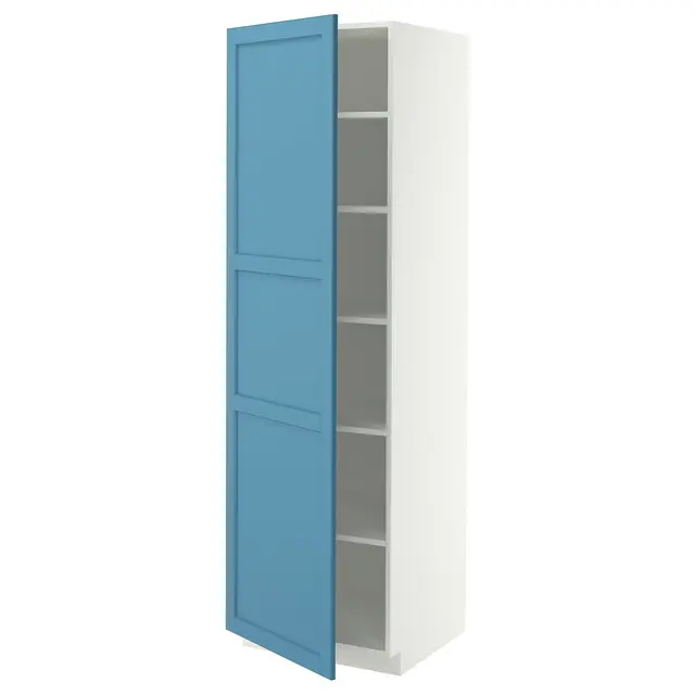 METOD Висока шафка/полиці - білий/Lerhyttan синій 60x60x200 см