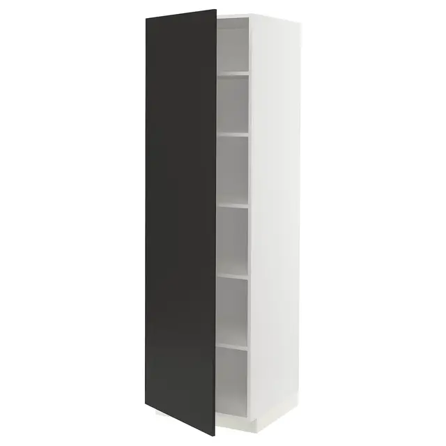 METOD Висока шафка/полиці - білий/Nickebo матовий антрацит 60x60x200 см