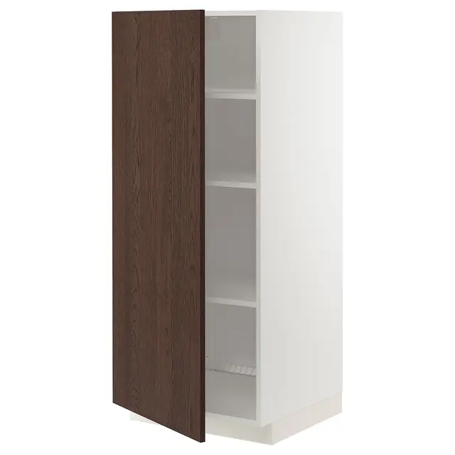 METOD Висока шафка/полиці - білий/Sinarp коричневий 60x60x140 см