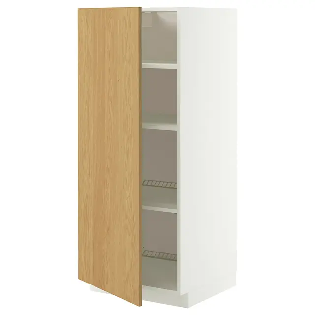 METOD Висока шафка/полиці - білий/Sinarp дубовий шпон 60x60x140 см
