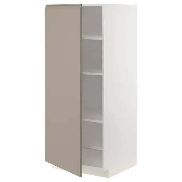 METOD Висока шафка/полиці - білий/Upplöv матовий темно-бежевий 60x60x140 см