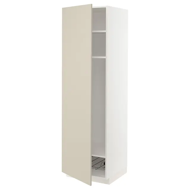 METOD Висока шафа, полиці/дротяний кошик - білий/Havstorp бежевий 60x60x200 см