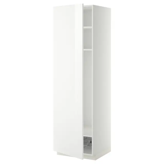 METOD Висока шафа, полиці/дротяний кошик - білий/Ringhult білий 60x60x200 см