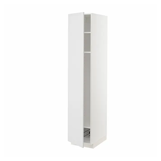 METOD Висока шафа, полиці/дротяний кошик - білий/Stensund білий 40x60x200 см