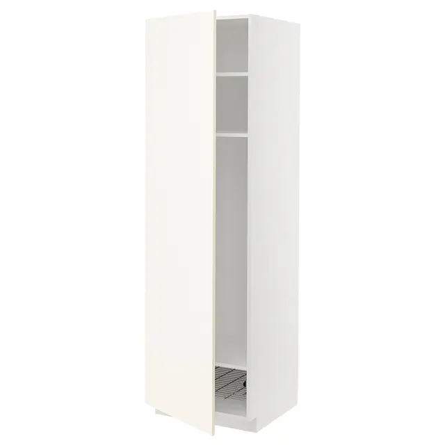 METOD Висока шафа, полиці/дротяний кошик - білий/Vallstena білий 60x60x200 см