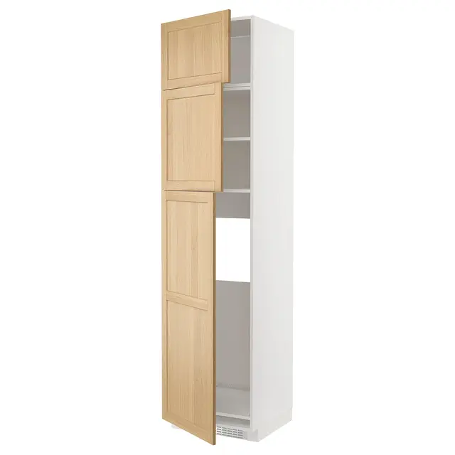 METOD Висока шафа для холодильника з 3 дверцятами - білий/Forsbacka дуб 60x60x240 см