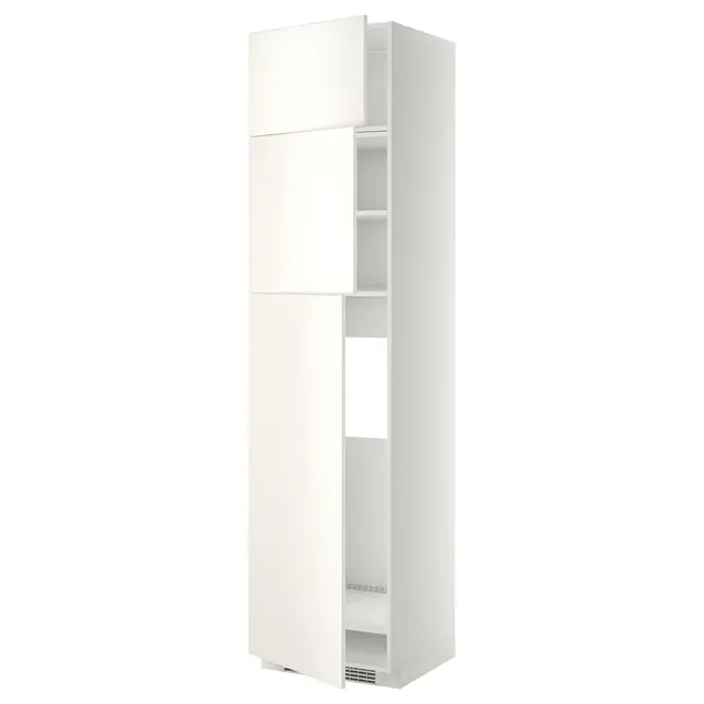 METOD Висока шафа для холодильника з 3 дверцятами - білий/Veddinge білий 60x60x240 см