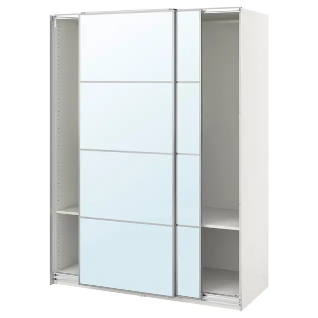 PAX / AULI Шафа з розсувними дверима - білий/дзеркало 150x66x201 см