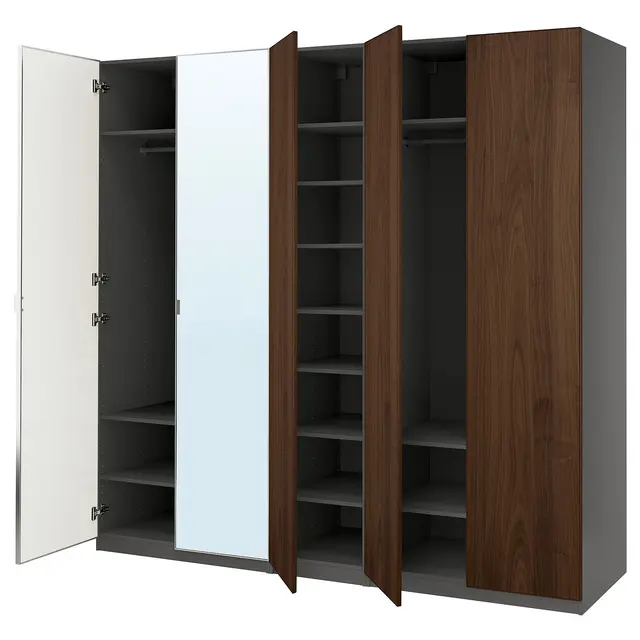 PAX / BJÖRNESKOGEN/ÅHEIM Комбінація шафи - темно-сірий/горіховий шпон 250x60x236 см
