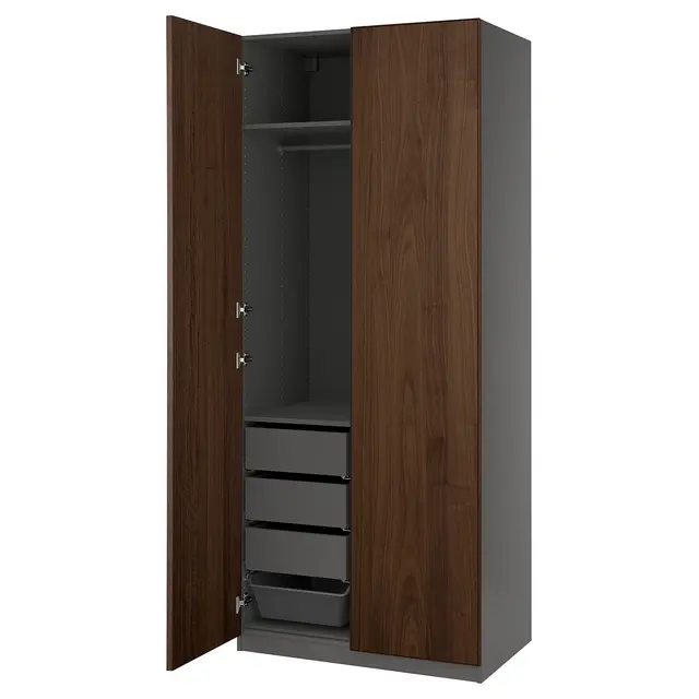 PAX / BJÖRNESKOGEN Комбінація шафи - темно-сірий/горіховий шпон 100x60x236 см