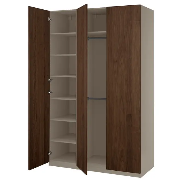 PAX / BJÖRNESKOGEN Комбінація шафи - сіро-бежевий/горіховий шпон 150x58x236 см