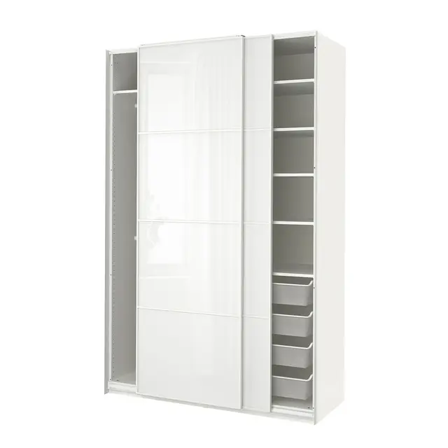 PAX / FÄRVIK Комбінація шафи - білий/біле скло 150x66x236 см